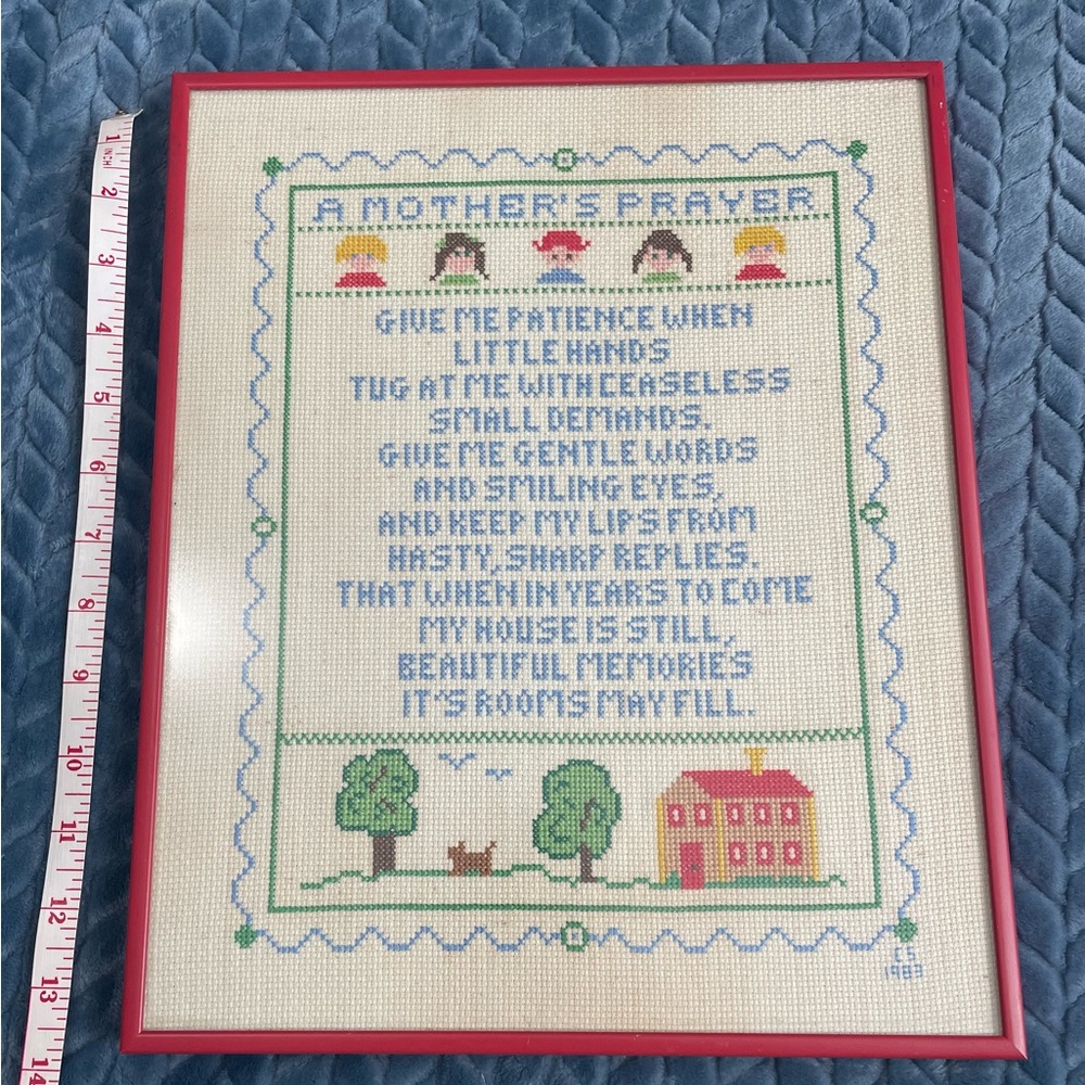 A mother’s prayer vintage needlepoint sampler